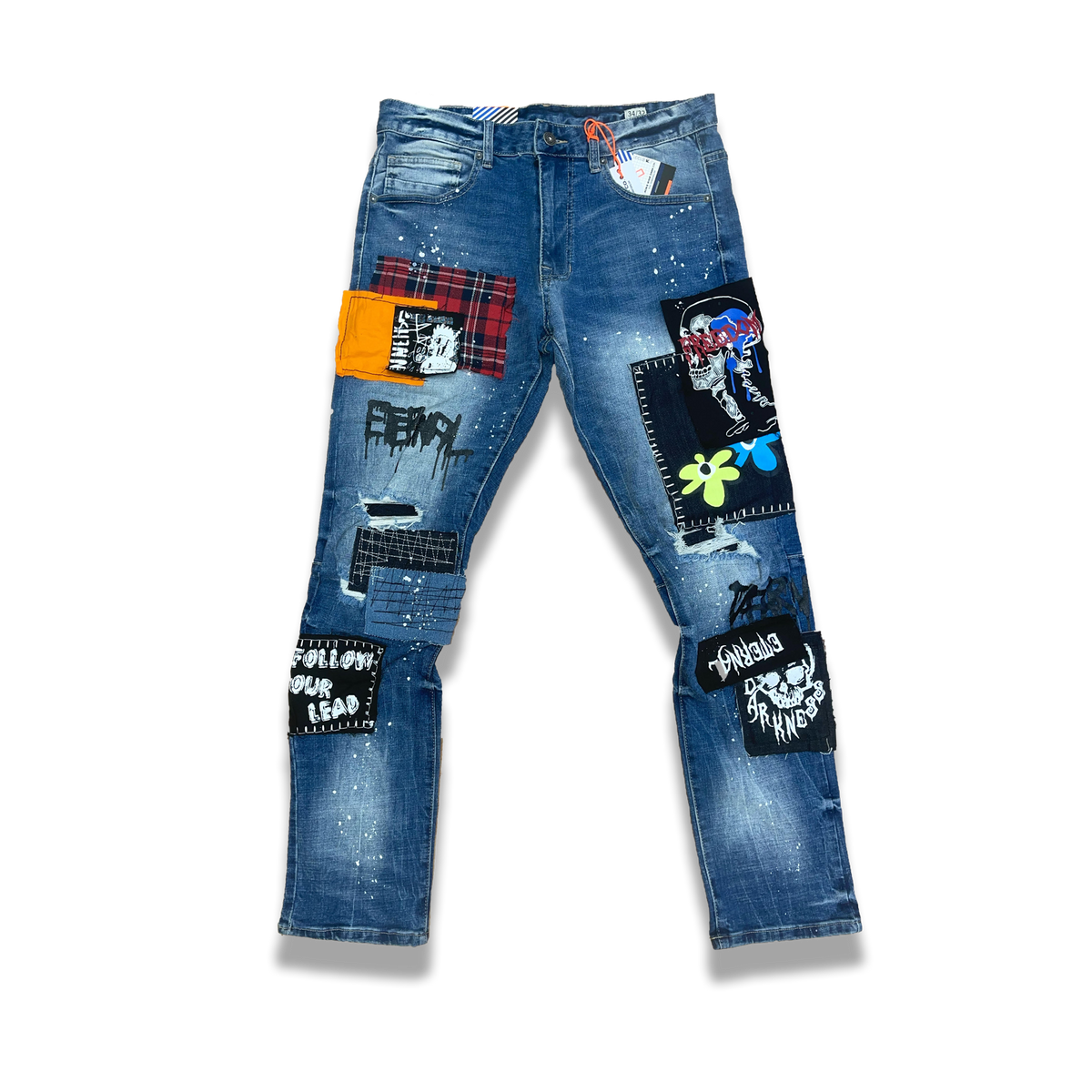 Smoke Rise Patch Fashion jeans (Belfast Blue) – Levels Clothing Inc.